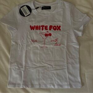 White Fox Boutique White and Red Graphic Tee